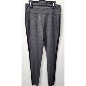 Womens Q Heather Gray & Black High-waisted Ankle Leggings Size M